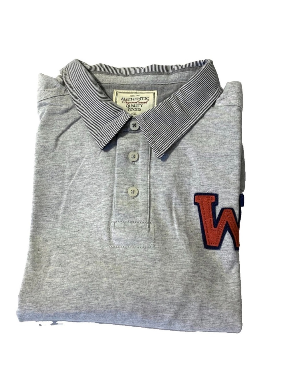 Authentic- Men's Grey Polo with Contrast Collar